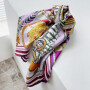 Chains And Voyage Double-sides Print 16 Momme Silk Twill Scarf